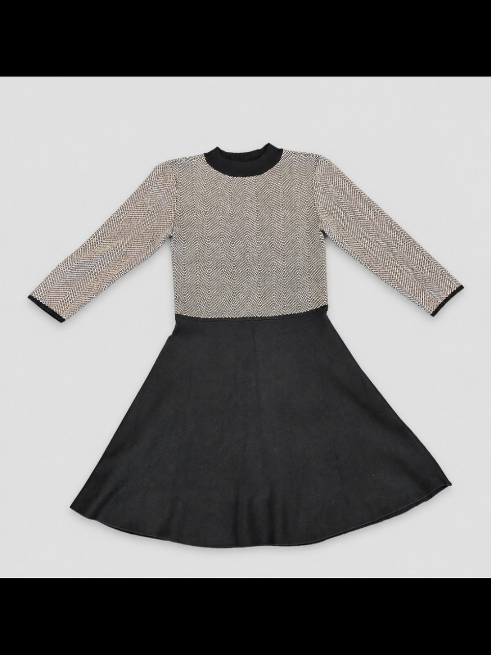 BCX Black and Heather Gray Chevron Knit Dress